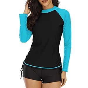 Long Sleeve Swimmer Draw Rash Guard SPF